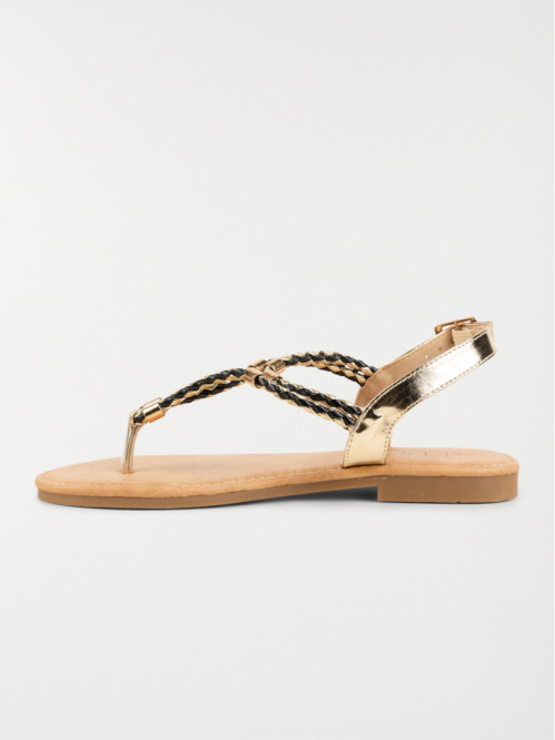 Sandale plate coloris or femme (36-41)