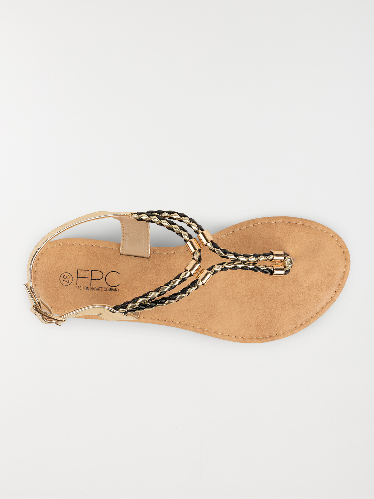 Sandale plate coloris or femme (36-41)