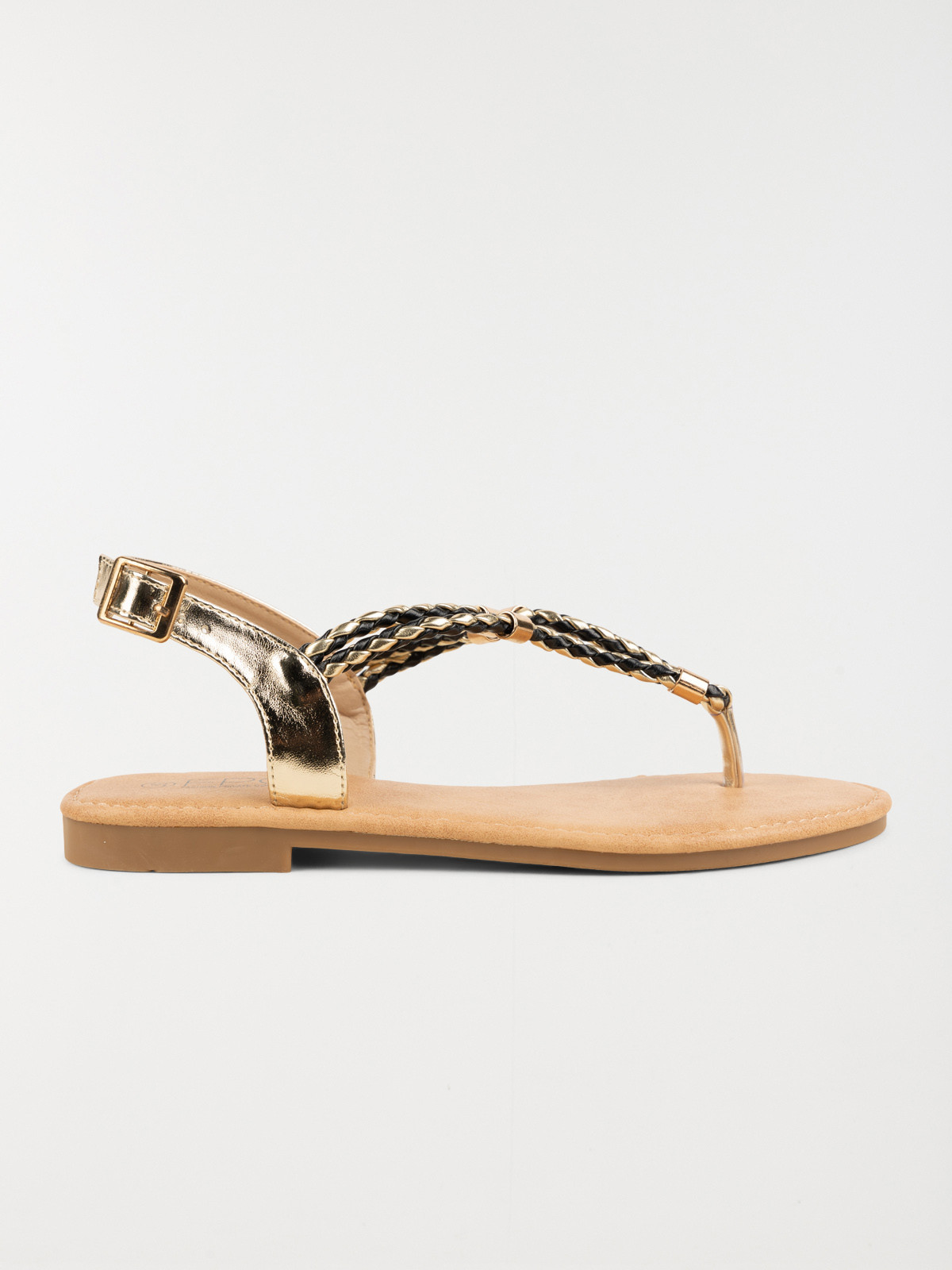 Sandale plate coloris or femme (36-41)
