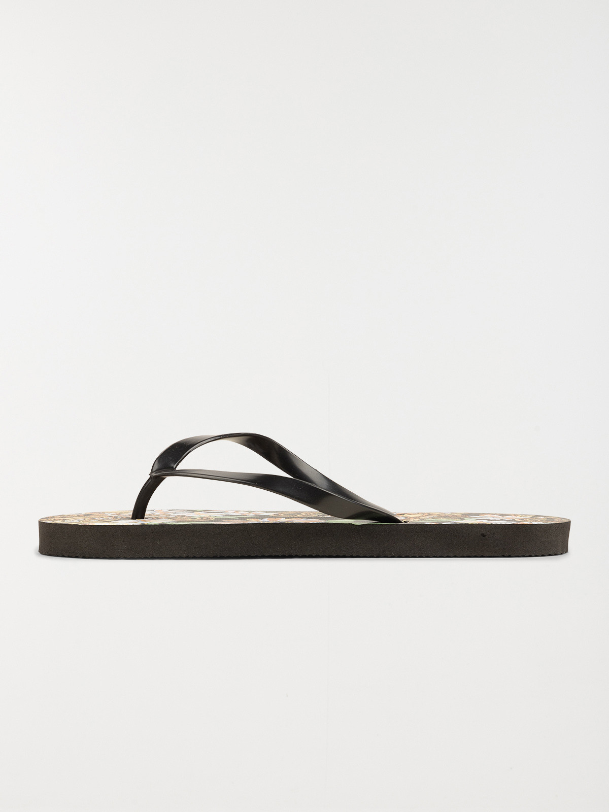 Tongs noires imprimées femme (37-42)