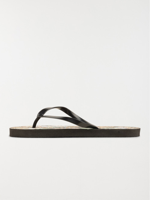 Tongs noires imprimées femme (37-42)