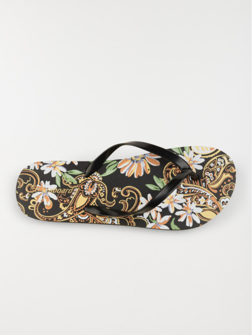 Tongs noires imprimées femme (37-42)