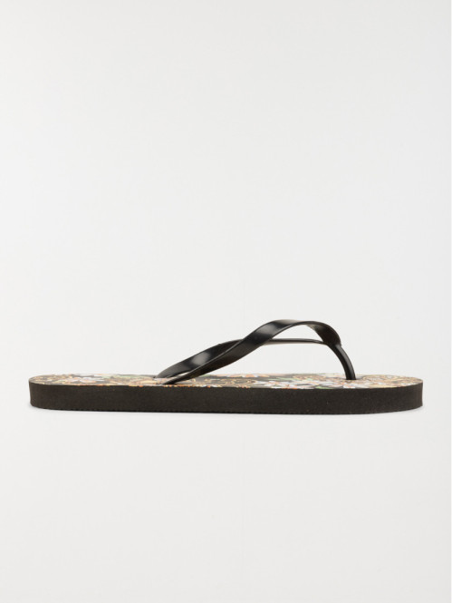 Tongs noires imprimées femme (37-42)