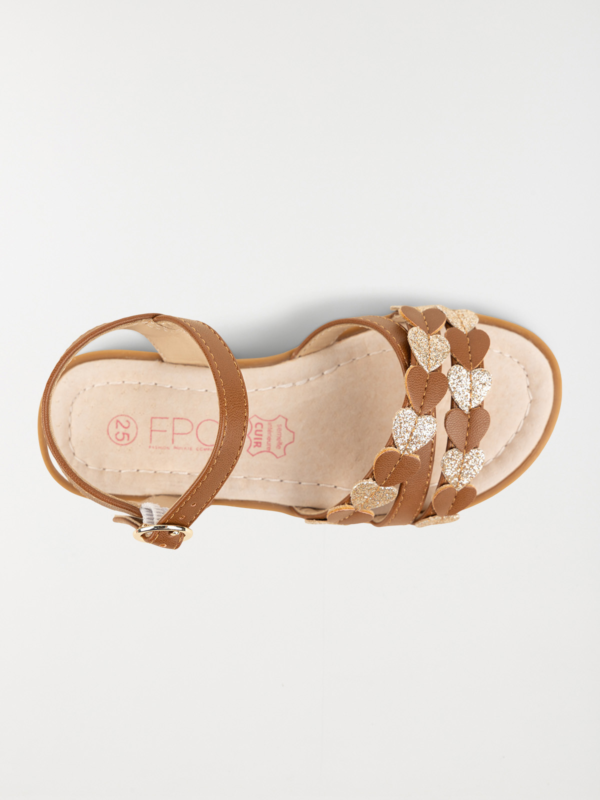 Sandale coeurs marron fille (24-30)