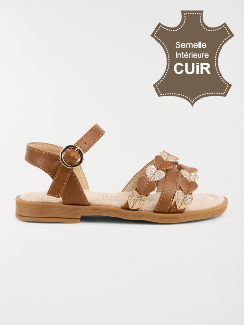 Sandale coeurs marron fille (24-30)
