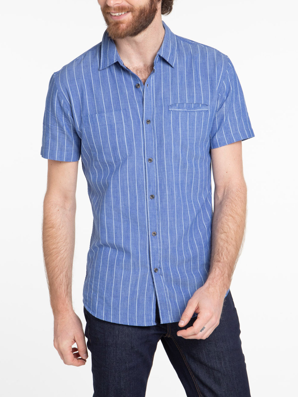 Chemise homme manches courtes à rayures