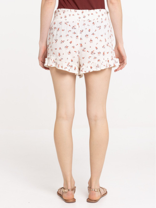 Short écru fleuri femme