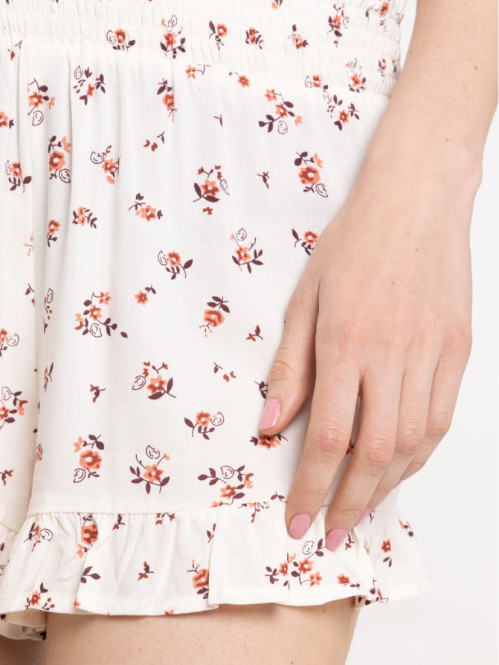 Short écru fleuri femme