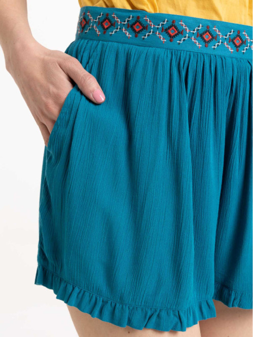 Short ceinture brodée femme