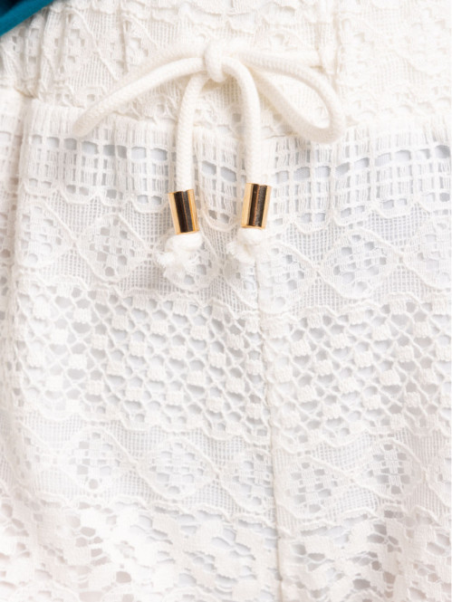 Short écru dentelle femme