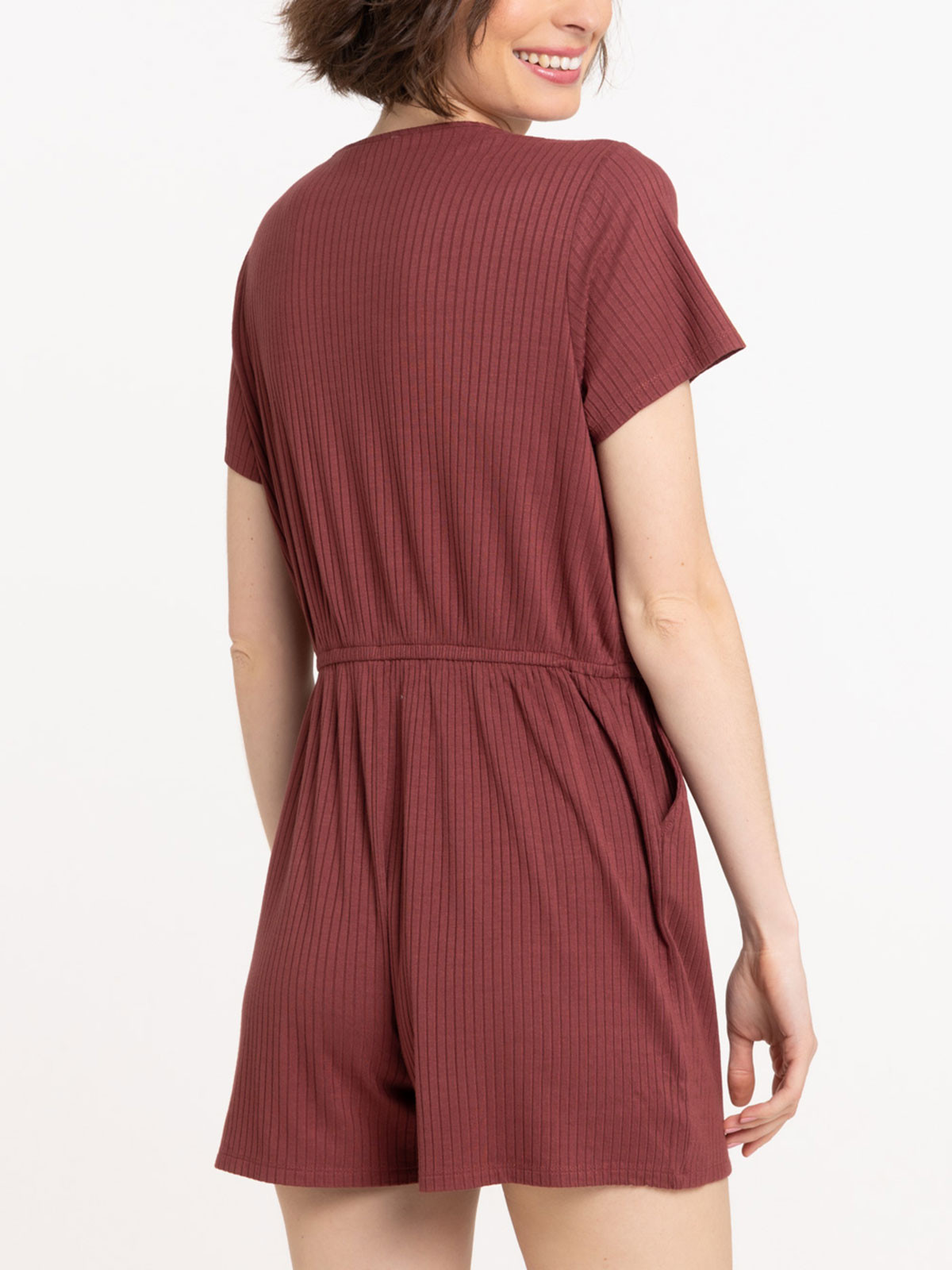 Combishort matière côtelée ébène femme Combishort matière côtelée ébène femme