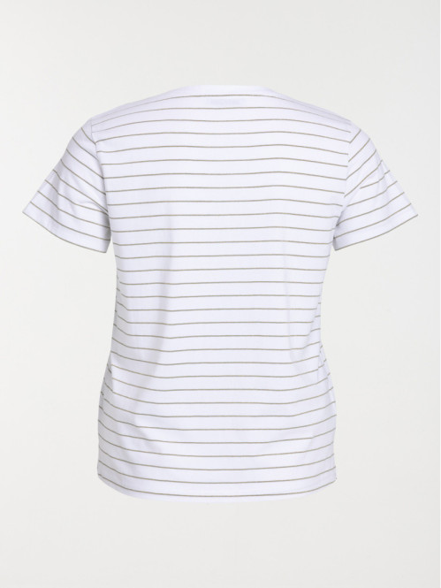 T-shirt rayé col V grande taille femme