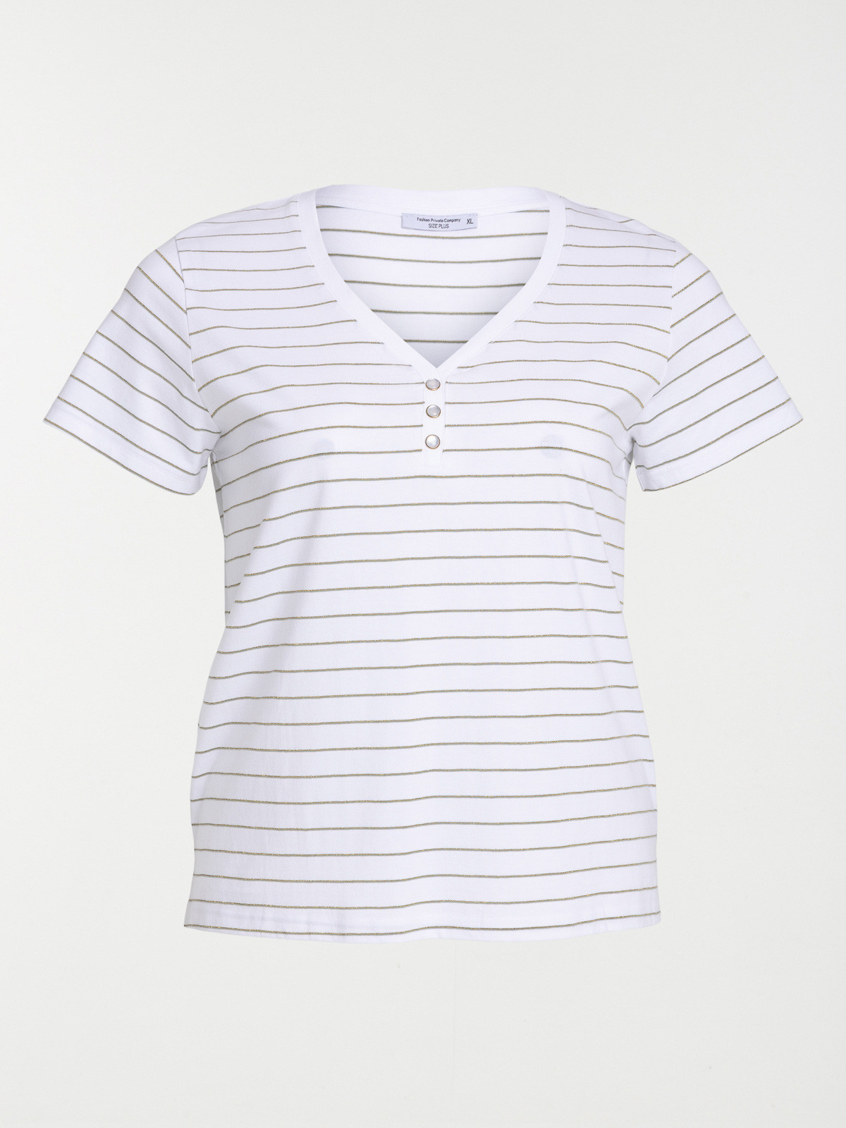 T-shirt rayé col V grande taille femme