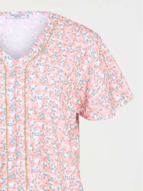 T-shirt motif floral grande taille femme