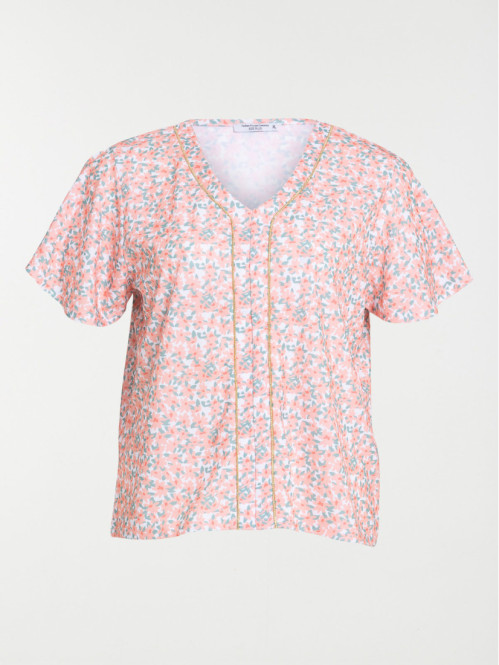 T-shirt motif floral grande taille femme