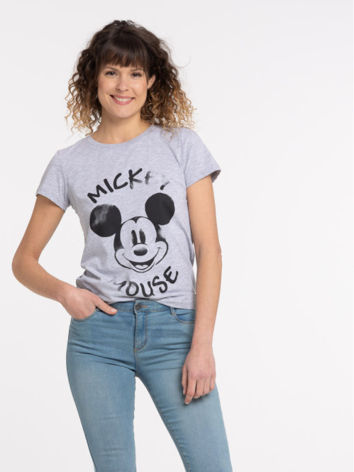 T-shirt Mickey femme gris chiné T-shirt Mickey femme gris chiné