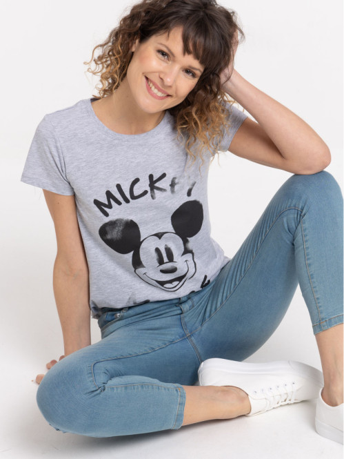 T-shirt Mickey femme gris chiné