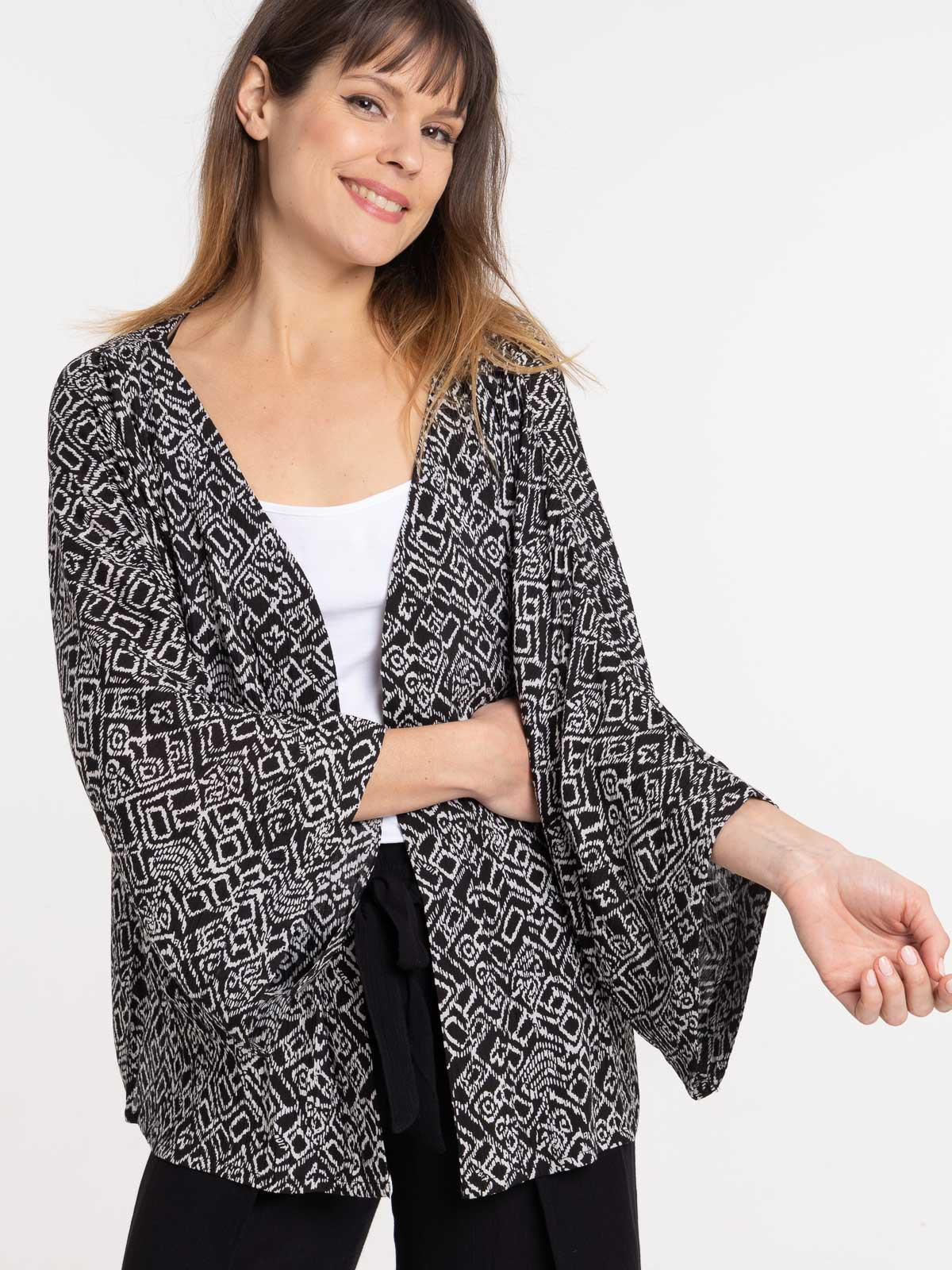 Kimono imprimé noir femme Kimono imprimé noir femme