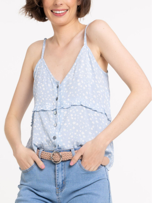 Top fleuri à bretelles femme
