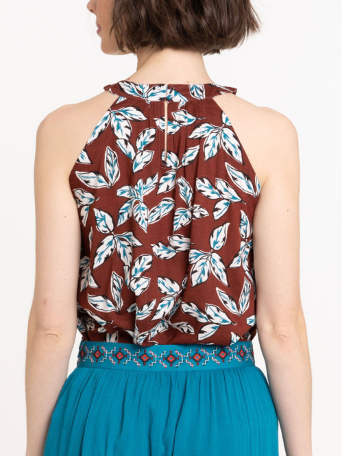 Top fleuri à bretelles femme