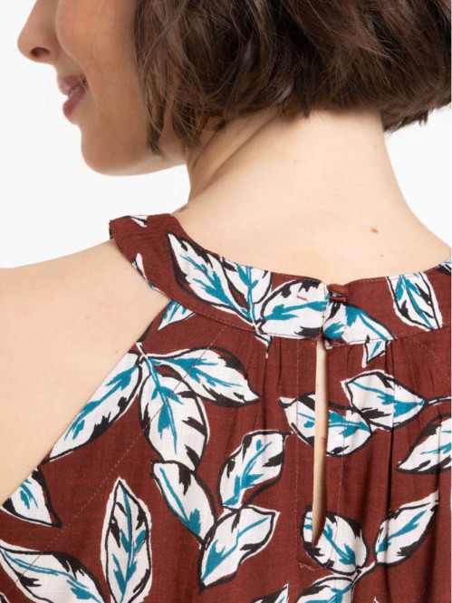 Top fleuri à bretelles femme