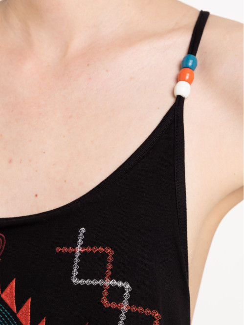 Robe longue noire effet 2 en 1 femme