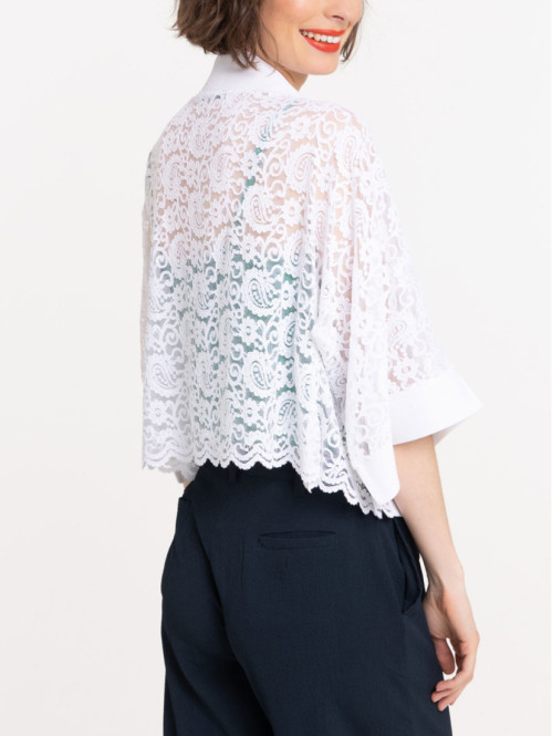 Veste dentelle blanche femme