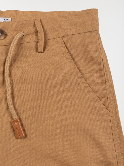 Bermuda lin camel garçon (10-16A)