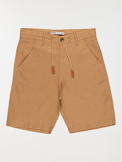 Bermuda lin camel garçon (10-16A)
