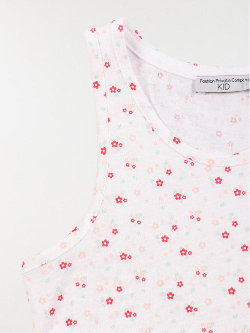 Débardeur fleuri blanc fille (3-8A)