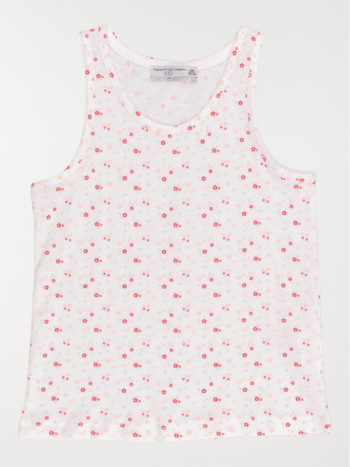 Débardeur fleuri blanc fille (3-8A)