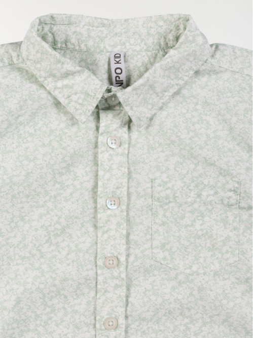 Chemise vert pâle imprimée garçon (3-8A)