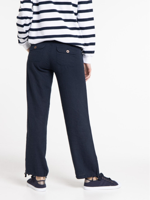 Pantalon fluide lin marine femme Pantalon fluide lin marine femme