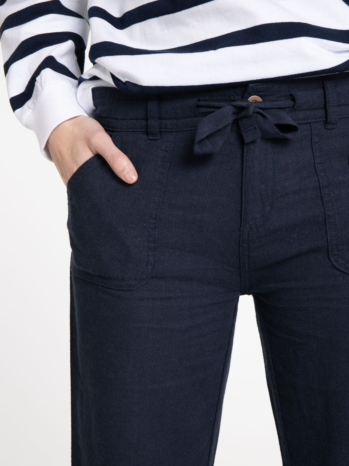 Pantalon fluide lin marine femme Pantalon fluide lin marine femme