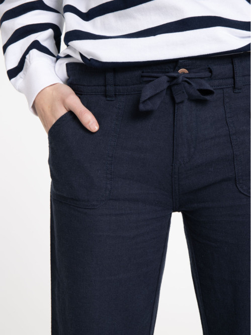 Pantalon fluide lin marine femme Pantalon fluide lin marine femme