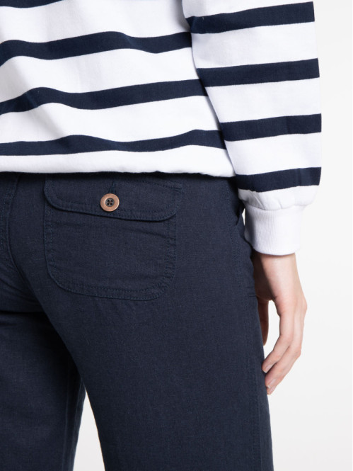 Pantalon fluide lin marine femme Pantalon fluide lin marine femme