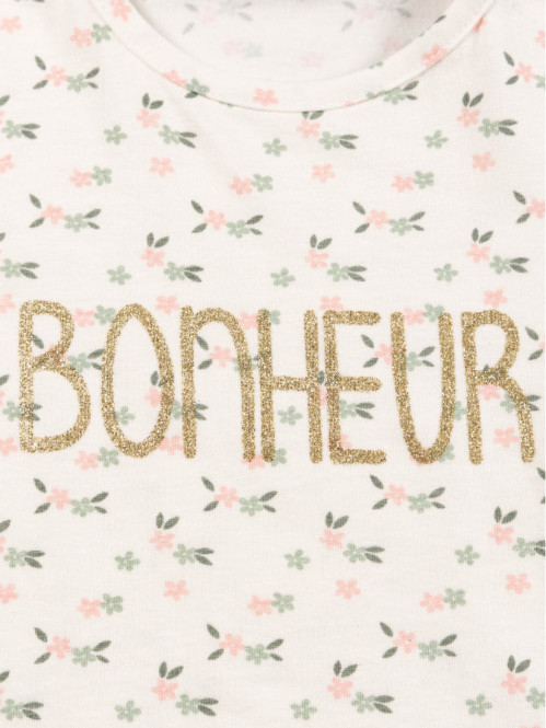 T-shirt fleuri bonheur fille (3-24M) T-shirt fleuri bonheur fille (3-24M)