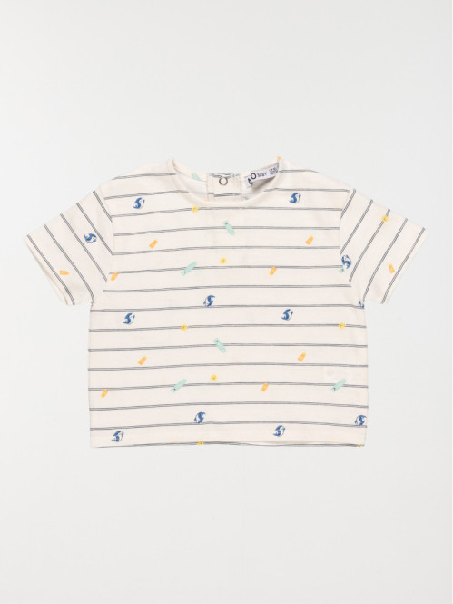 T-shirt rayé requin garçon (3-24M)