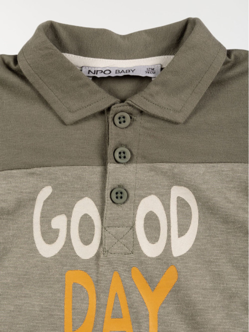 Polo message vert army garçon (6-24M) Polo message vert army garçon (6-24M)