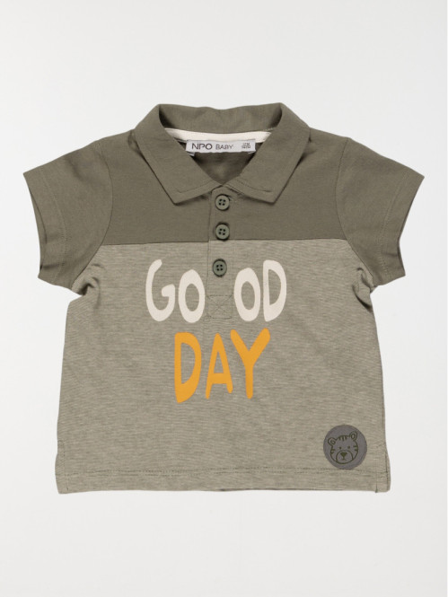 Polo message vert army garçon (6-24M) Polo message vert army garçon (6-24M)