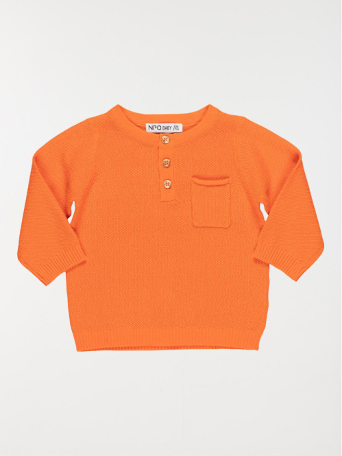 Pull boutonné et poche garçon (3-24M)