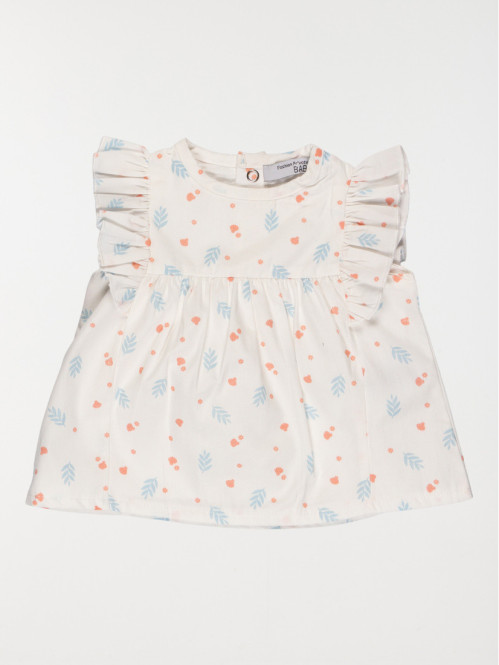 Blouse écru imprimée fille (3-24M)