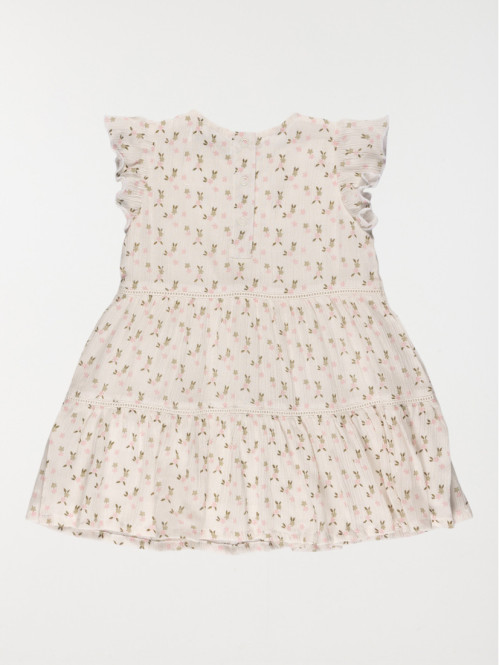 Robe écru fleurie fille...
