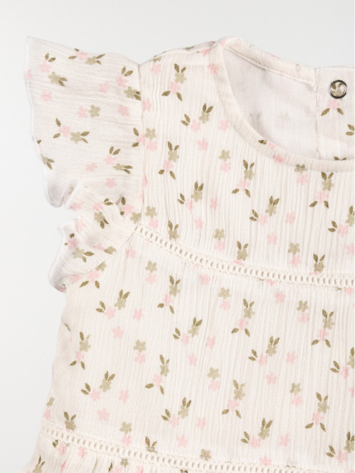 Robe écru fleurie fille...