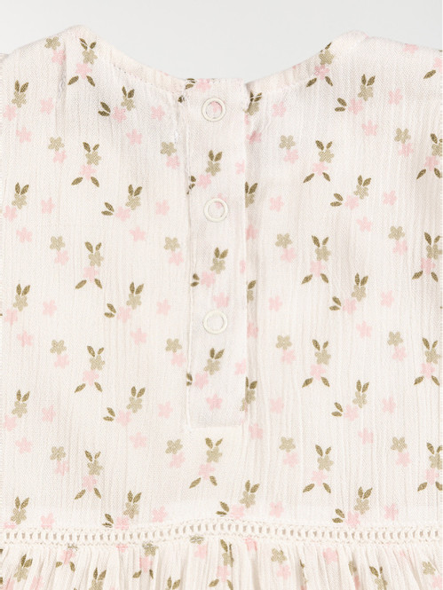 Robe écru fleurie fille...