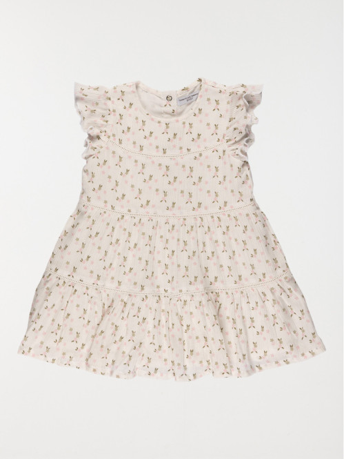Robe écru fleurie fille (3-24M)