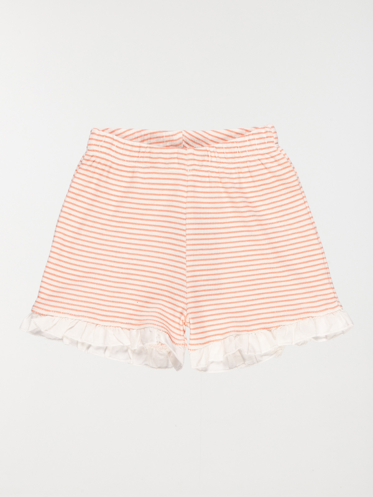 Short rayé écru et corail fille (3-24M)