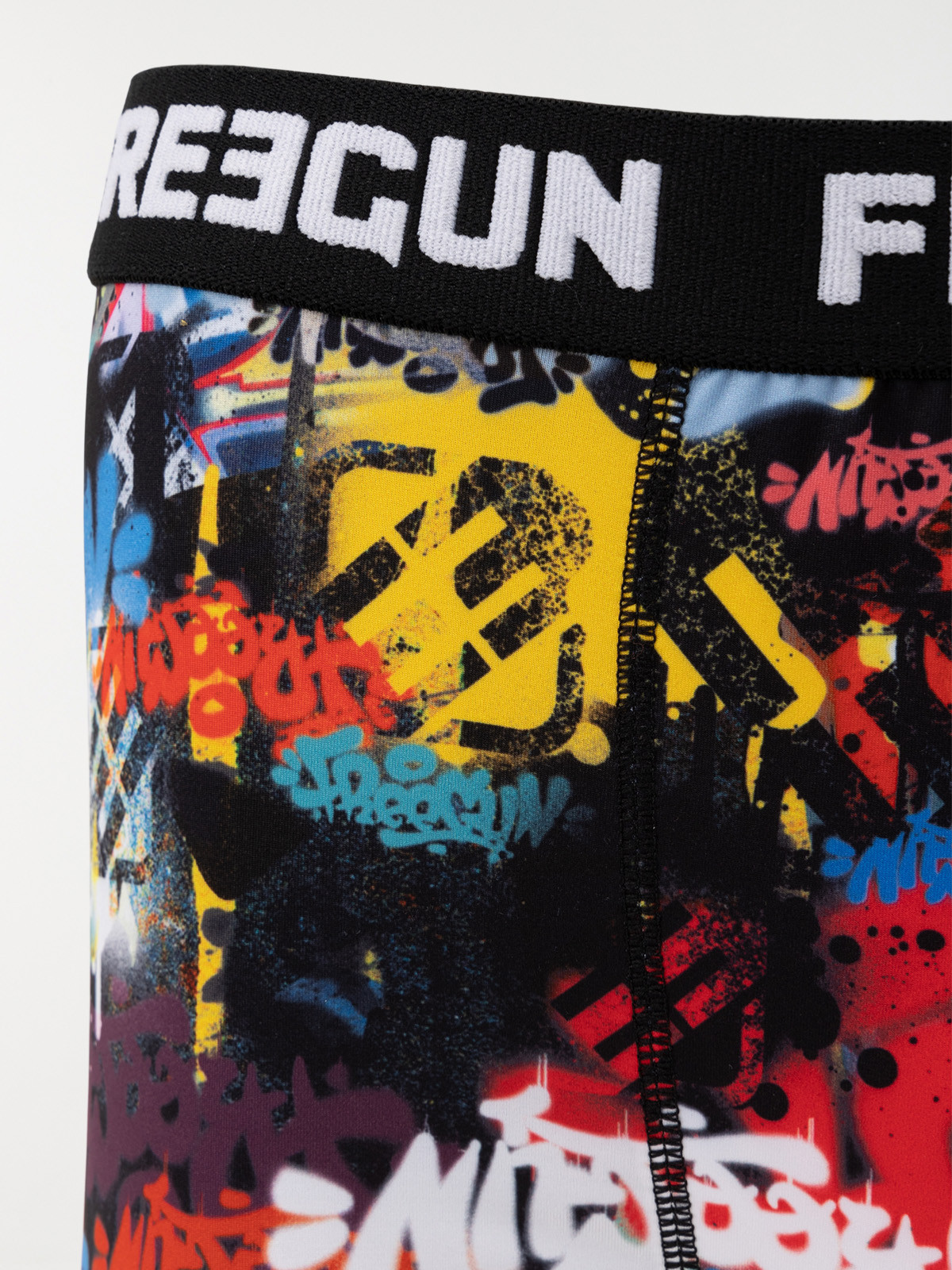 Slip Boxer Freegun Homme, Taille L, Léger Et Respirant, Motifs Géométriques Jaune/blanc Neuf