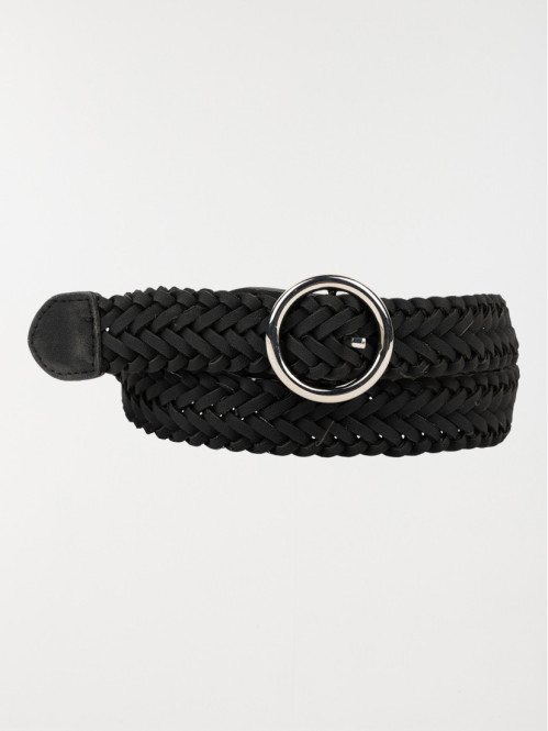 Ceinture noire tressée femme