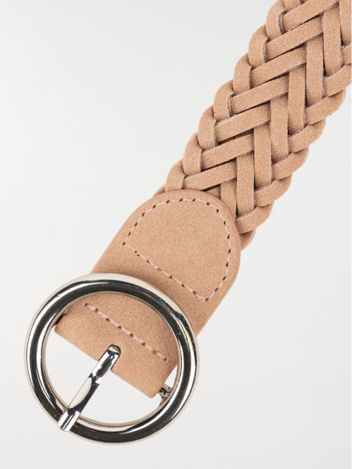 Ceinture tressée rose femme